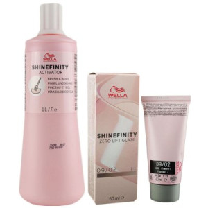 Wella Shinefinity Glaze Natural 60ml 09/02 & Activator Brush Bowl 2% 1L Entwickler