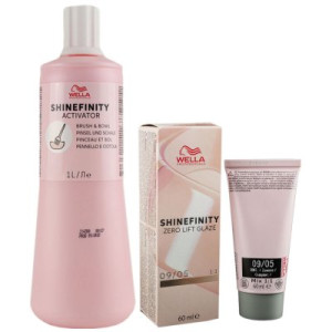 Wella Shinefinity Glaze Natural 60ml 09/05 & Activator Brush Bowl 2% 1L Entwickler