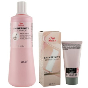 Wella Shinefinity Glaze Natural 60ml 04/07 & Activator Brush Bowl 2% 1L Entwickler