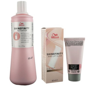 Wella Shinefinity Glaze Natural 60ml 04/07 & Activator Bottle 2 % 1L Entwickler