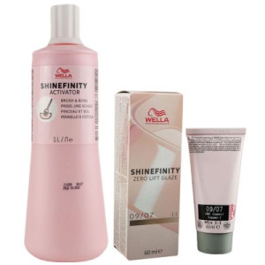 Wella Shinefinity Glaze Natural 60ml 09/07 & Activator Brush Bowl 2% 1L Entwickler