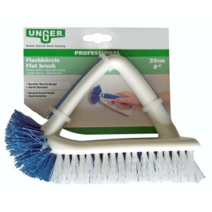 Unger Professional Flachbürste 20 cm Runder Bürstenkopf Harte Borsten Weiß Blau