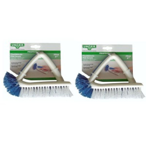 Unger Professional Flachbürste 2 x 20 cm Runder Bürstenkopf Harte Borsten Weiß Blau