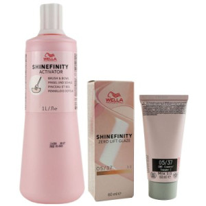 Wella Shinefinity Glaze Warm 60 ml 05/37 & Activator Brush Bowl 2% 1L Entwickler