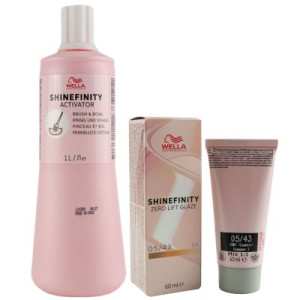 Wella Shinefinity Glaze Warm 60 ml 05/43 & Activator Brush Bowl 2% 1L Entwickler