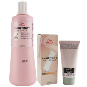 Wella Shinefinity Glaze Warm 60 ml 06/73 & Activator Brush Bowl 2% 1L Entwickler