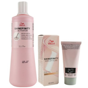 Wella Shinefinity Glaze Warm 60 ml 09/73 & Activator Brush Bowl 2% 1L Entwickler