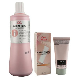 Wella Shinefinity Glaze Warm 60 ml 05/37 & Activator Bottle 2 % 1L Entwickler