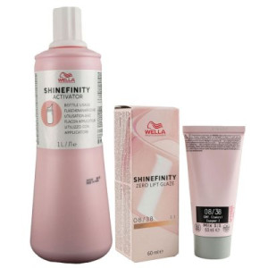 Wella Shinefinity Glaze Warm 60 ml 08/38 & Activator Bottle 2 % 1L Entwickler