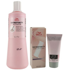 Wella Shinefinity Glaze Cool 60 ml 07/13 & Activator Brush Bowl 2% 1L Entwickler
