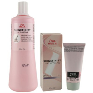 Wella Shinefinity Glaze Cool 60 ml 09/13 & Activator Brush Bowl 2% 1L Entwickler