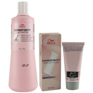 Wella Shinefinity Glaze Cool 60 ml 06/71 & Activator Brush Bowl 2% 1L Entwickler
