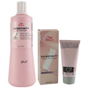 Wella Shinefinity Glaze Cool 60 ml 07/59 & Activator Brush Bowl 2% 1L Entwickler