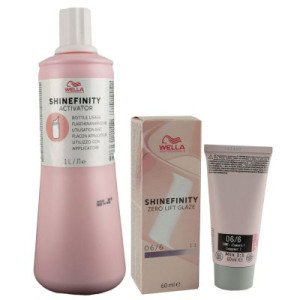 Wella Shinefinity Glaze Cool 60 ml 06/6 & Activator Bottle 2 % 1L Entwickler