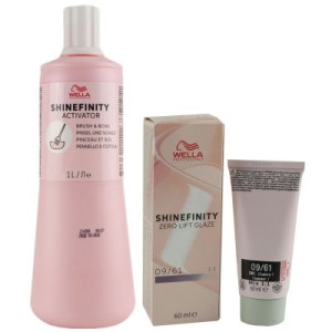 Wella Shinefinity Glaze Cool 60 ml 09/61 & Activator Brush Bowl 2% 1L Entwickler