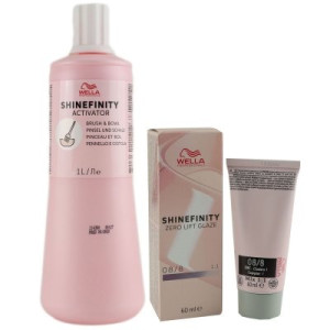 Wella Shinefinity Glaze Cool 60 ml 08/8 & Activator Brush Bowl 2% 1L Entwickler