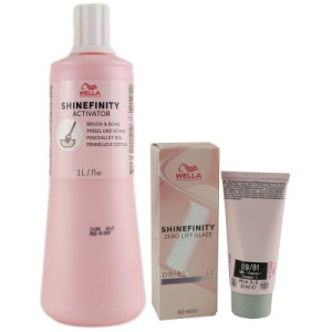 Wella Shinefinity Glaze Cool 60 ml 09/81 & Activator Brush Bowl 2% 1L Entwickler
