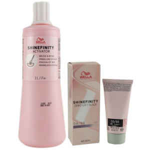 Wella Shinefinity Glaze Cool 60 ml 08/98 & Activator Brush Bowl 2% 1L Entwickler