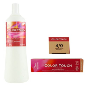 Wella Color Touch Pure Naturals 60 ml 4/0 & 1000 ml normale Emulsion 1,9%
