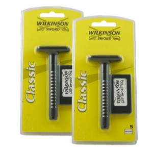 2 x Wilkinson Classic Rasierhobel + 5 Rasierklingen Ersatzklingen Rasierer