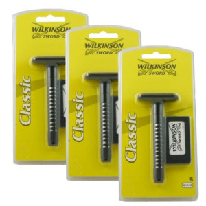 3 x Wilkinson Classic Rasierhobel + 5 Rasierklingen Ersatzklingen Rasierer