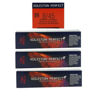 Wella Koleston Vibrant Reds 3 x 60 ml 8/45 hellblond rot mahagoni