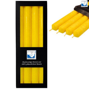 4 Stearin Stabkerzen Gelb - Yellow 250 x 22 mm Kerzenfarm Kerzen Candle