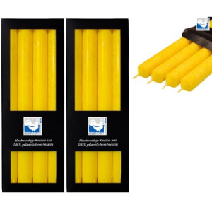 2 x 4 Stearin Stabkerzen Gelb - Yellow 250 x 22 mm Kerzenfarm Kerzen Candle