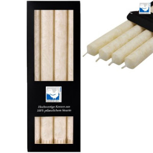 4 Stearin Stabkerzen Elfenbein - Ivory 250 x 22 mm Kerzenfarm Kerzen Candle
