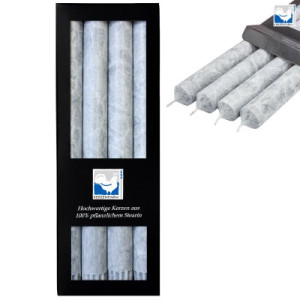 4 Stearin Stabkerzen Grau - Gray 250 x 22 mm Kerzenfarm Kerzen Candle