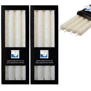 2 x 4 Stearin Stabkerzen Weiß - White 250 x 22 mm Kerzenfarm Kerzen