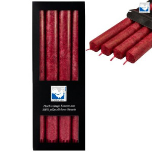 4 Stearin Stabkerzen Dunkelrot - Dark Red 250 x 22 mm Kerzenfarm Kerzen