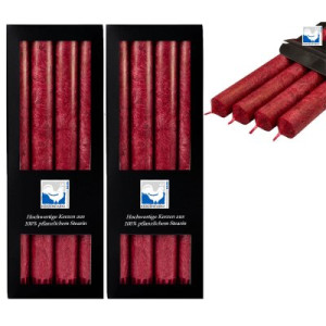 2 x 4 Stearin Stabkerzen Dunkelrot 250 x 22 mm Kerzenfarm Kerzen Candle
