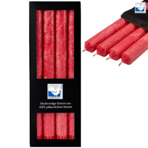 4 Stearin Stabkerzen Rot - Red 250 x 22 mm Kerzenfarm Kerzen Candle