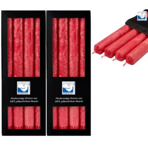 2 x 4 Stearin Stabkerzen Rot - Red 250 x 22 mm Kerzenfarm Kerzen Candle