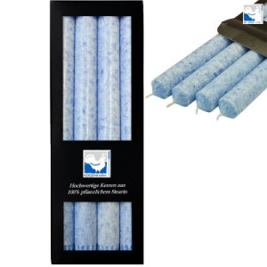 4 Stearin Stabkerzen Blau - Blue 250 x 22 mm Kerzenfarm Kerzen Candle