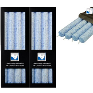 2 x 4 Stearin Stabkerzen Blau - Blue 250 x 22 mm Kerzenfarm Kerzen Candle
