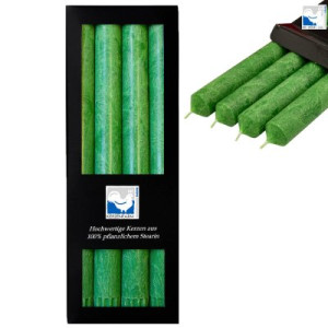 4 Stearin Stabkerzen Grün - Green 250 x 22 mm Kerzenfarm