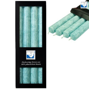 4 Stearin Stabkerzen Eisblau 250 x 22 mm Kerzenfarm Kerzen Candle