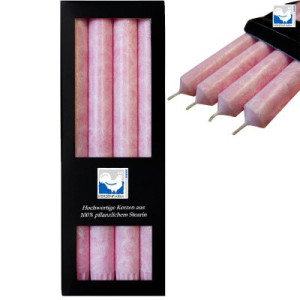 4 Stearin Stabkerzen Pastellaltrosa 250 x 22 mm Kerzenfarm Kerzen Candle