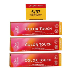 Wella Color Touch Rich Naturals 3 x 60 ml 5/37 hellbraun gold braun