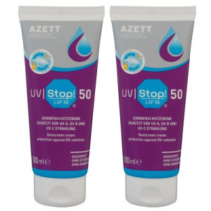 Azett UV Stop 2 x 100 ml Sonnenschutzcreme Schutz vor UV Strahlen LSF 50