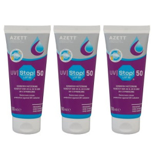 Azett UV Stop 3 x 100 ml Sonnenschutzcreme Schutz vor UV Strahlen LSF 50