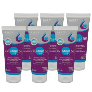 Azett UV Stop 6 x 100 ml Sonnenschutzcreme Schutz vor UV Strahlen LSF 50