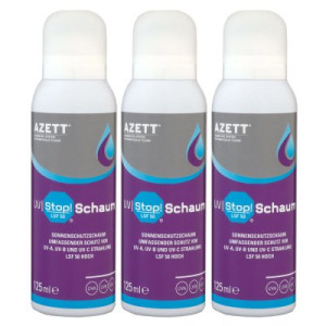 Azett UV Stop Schaum 3 x 125 ml Sonnenschutzschaum Schutz vor UV Strahlung SPF 50