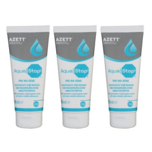 Azett Aqua Stop Pre Wa Sens Creme 3 x 100 ml Hautschutzcreme für Arbeitsstoffen