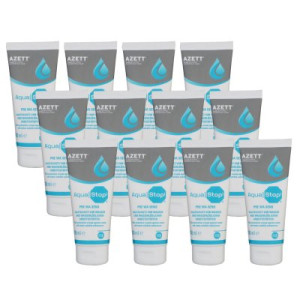 Azett Aqua Stop Pre Wa Sens Creme 12 x 100 ml Hautschutzcreme für Arbeitsstoffen