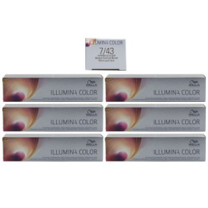 Wella Illumina 6 x 60 ml 7/43 mittelblond rot gold