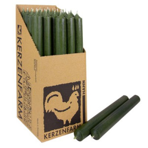 25 Stabkerzen Kieferngrün 250 x 22 mm Kerzenfarm Kerzen Candle