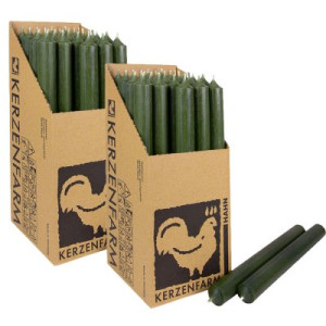 2 x 25 Stabkerzen Kieferngrün 250 x 22 mm Kerzenfarm Kerzen Candle